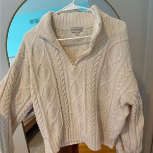 P.J. Salvage Women's Cream Cable Knit Turtleneck Sweater